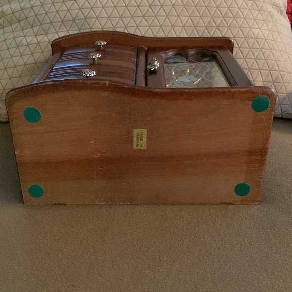 Brown Wooden Jewelry Box with Mirror - Picture 5 of 7